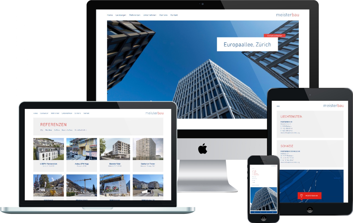 Meisterbau AG - Responsive Website, CMS, Interne Referenzverwaltung